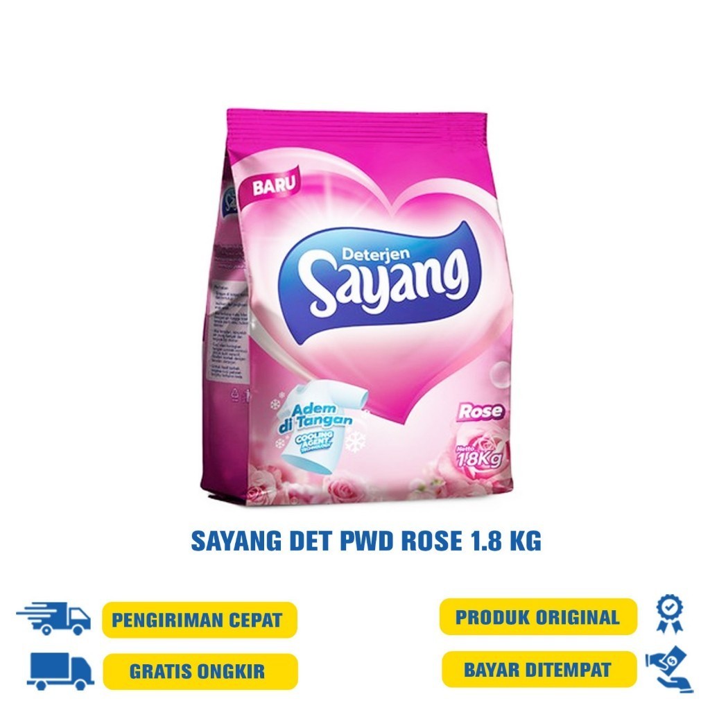 SAYANG DETERGENT POWDER/BUBUK ROSE/LAVENDER 1.8 KG