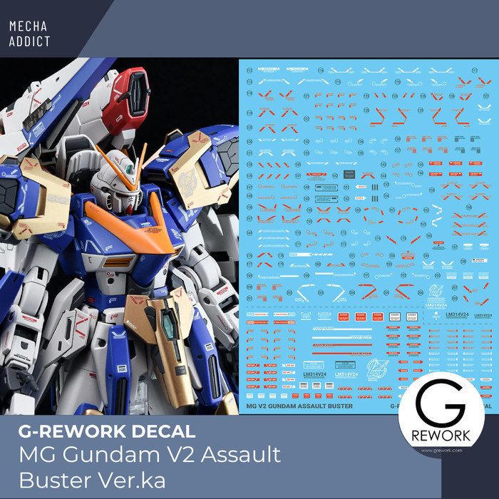 Water Slide Decal MG Gundam V2 Assault Buster Ver.ka by G-Rework - Original