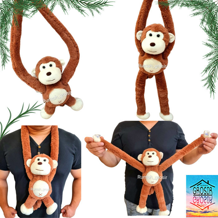 Store_601 Boneka Monyet Monkey Plush Mewah Lucu Tangan Bisa Panjang Pendek - BONEKA MONYET