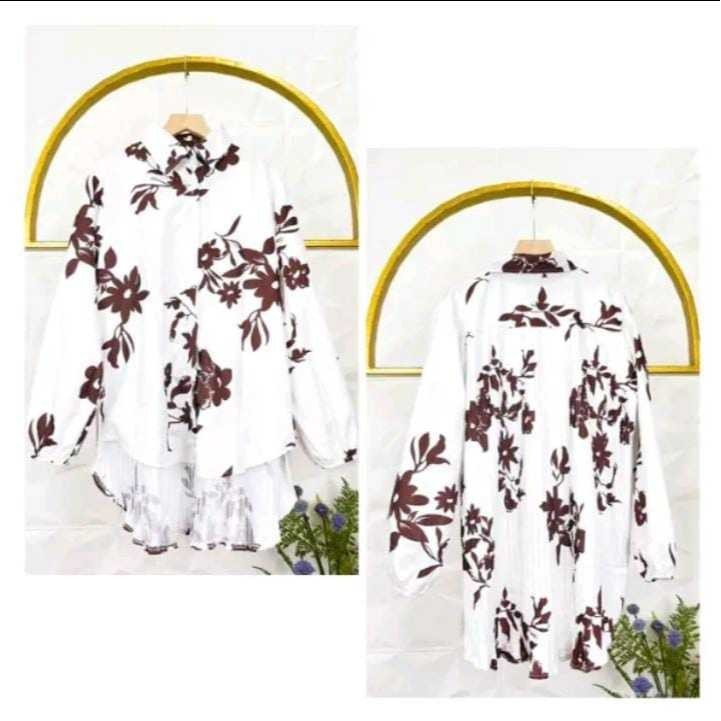 Tq88indonesia  Baju Wanita Floral Plisket / MUNNA BLOUSE PLISKET MOTIF BUNGA / Blus Casual Plisket  