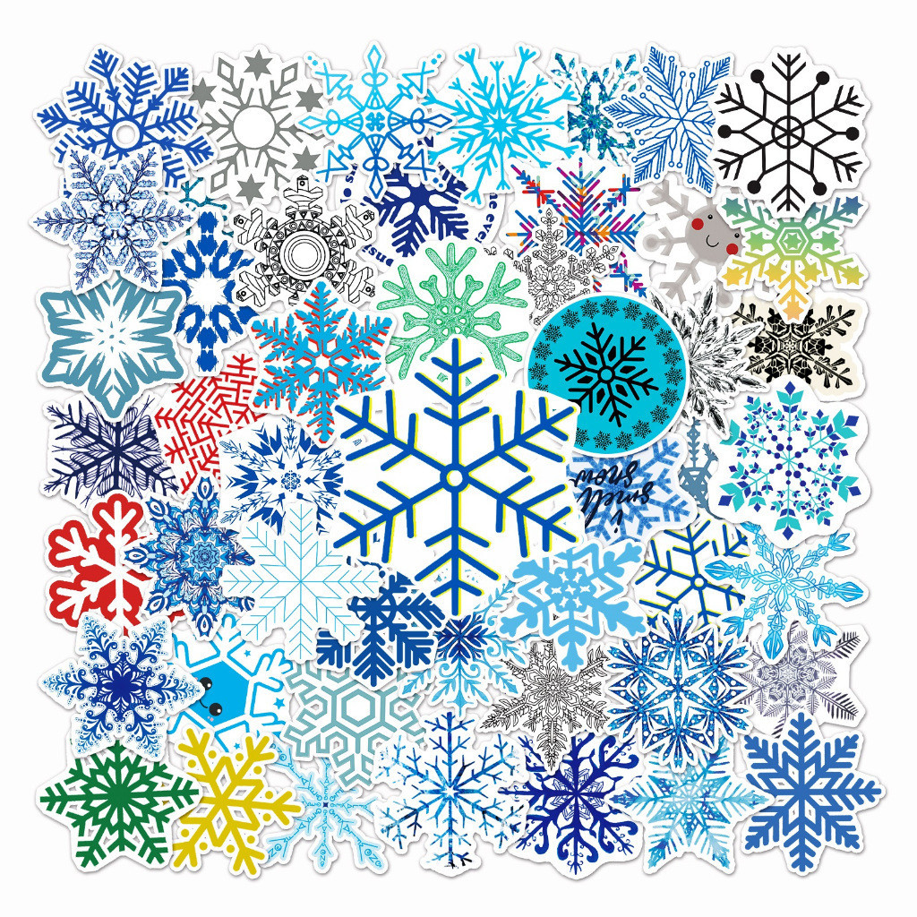 

Sticker Pack vinyl isi 50-100 pcs | anti air varian SNOW FLAKE| glossy matte | laptop helm tumbl koper Stiker