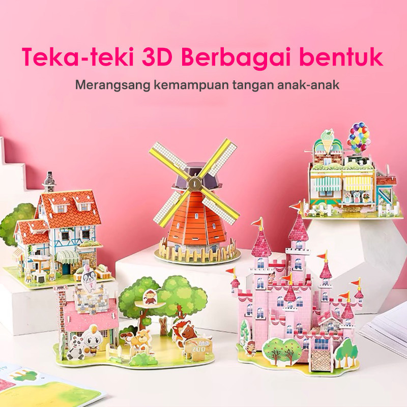 POPO✿Teka-teki pendidikan Puzzle Anak-anak  Puzzle Besar Puzzle Besar Model Puzzle 3d Anak Perempuan