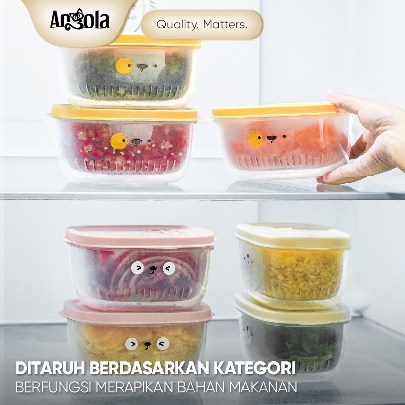 Angola Kotak Penyimpanan Makanan Dengan Saringan C41 Food Storage Box Sayuran Buah/Toples Makanan