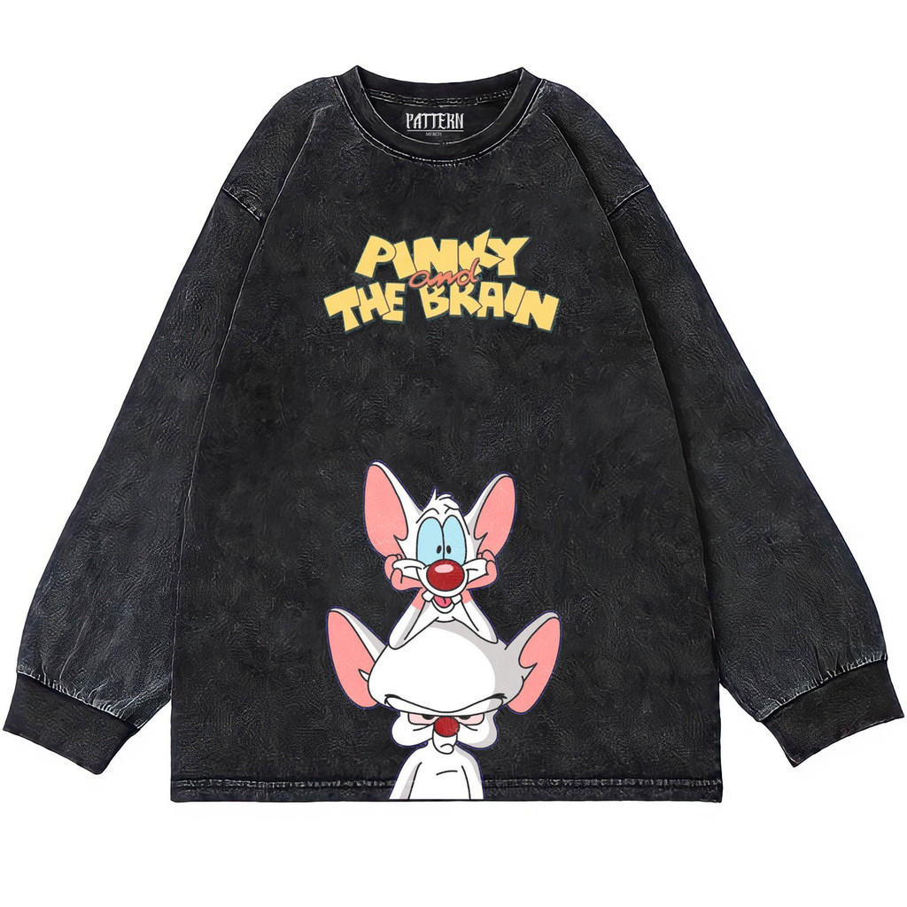 Patternmerch "cartoon pinky and the brain vintage" Oversize T-Shirt | Longsleeve Oversized | washing