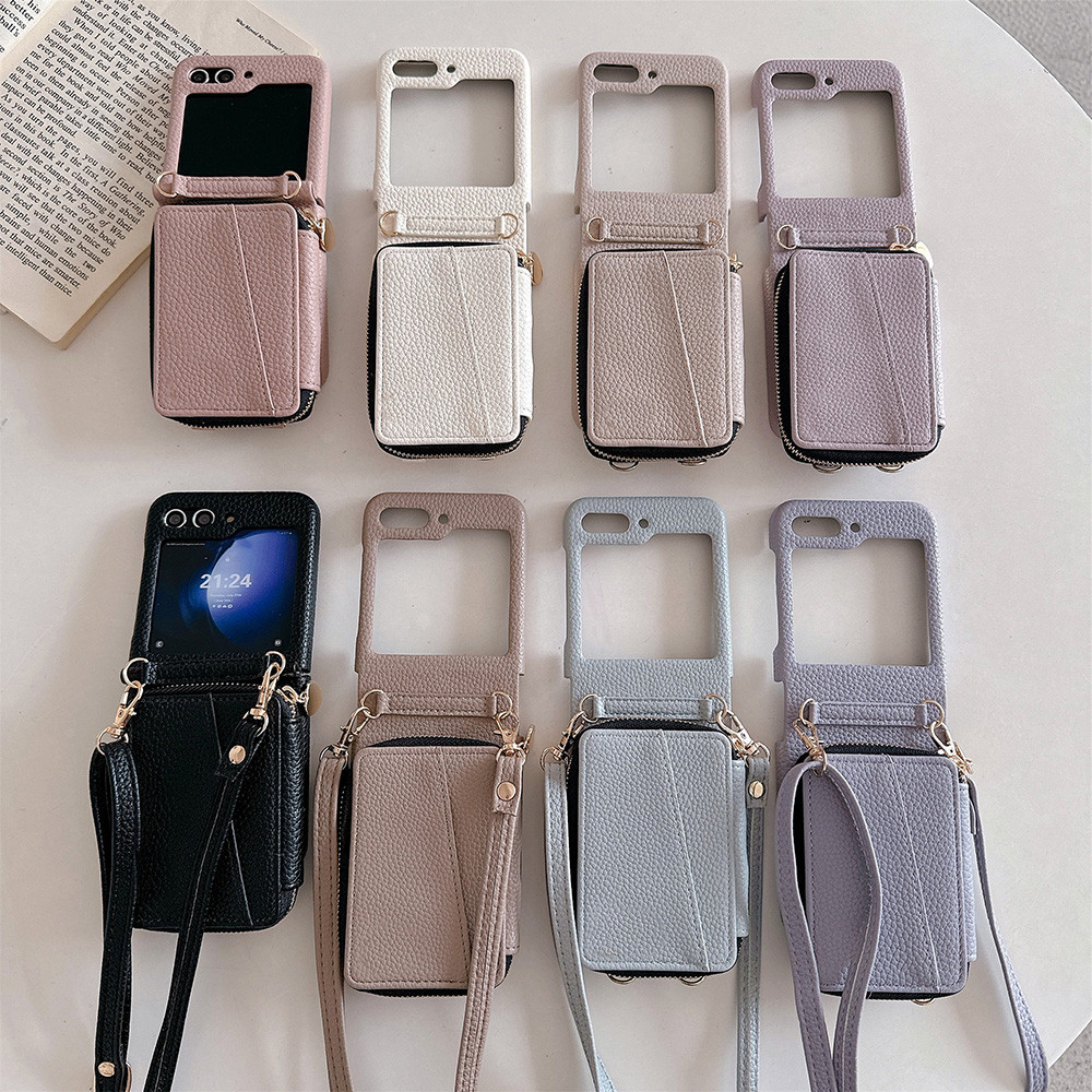 Case Samsung Galaxy Z Flip 7 6 5 3 4 Casing ponsel mesin lipat cinta kulit mewah dan unik dengan kan