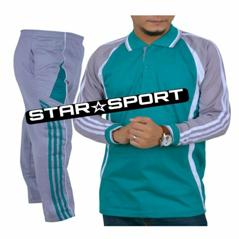 Baju Olahraga Style Kekinian Murah Keren / Setelan Kaos Olahraga Guru Lengan Panjang/Setelan Olahrag