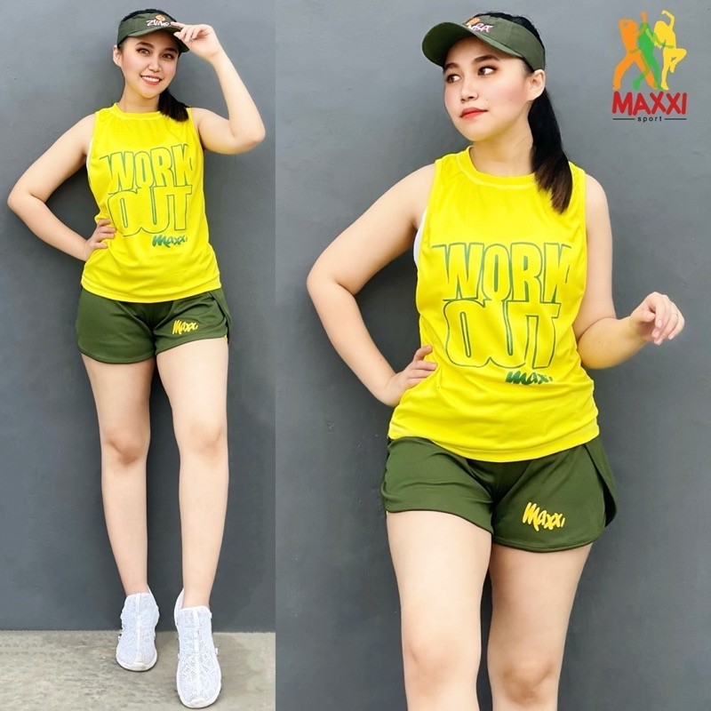 Fashion Olahraga Termurah Kekinian / Setelan Baju Olahraga Hotpants Tanktop Pendek Kuning Hijau Army