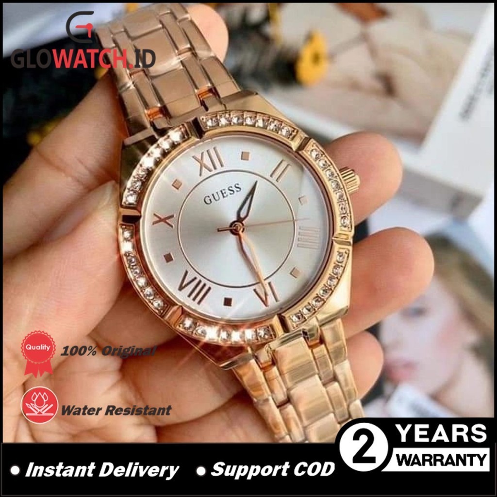 Jam Tangan Wanita Guess GW0033L3 Ladies Rose Gold Dial Rose Gold Tone Stainless Steel Strap Original