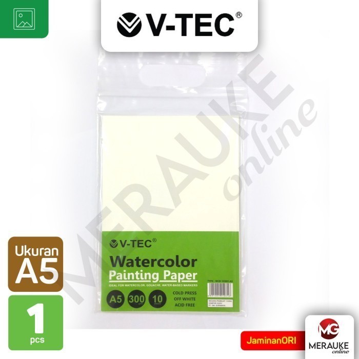 

V-TEC Watercolor Painting Paper 300gsm A5 WCB-103001 (1 Pak isi 10s)