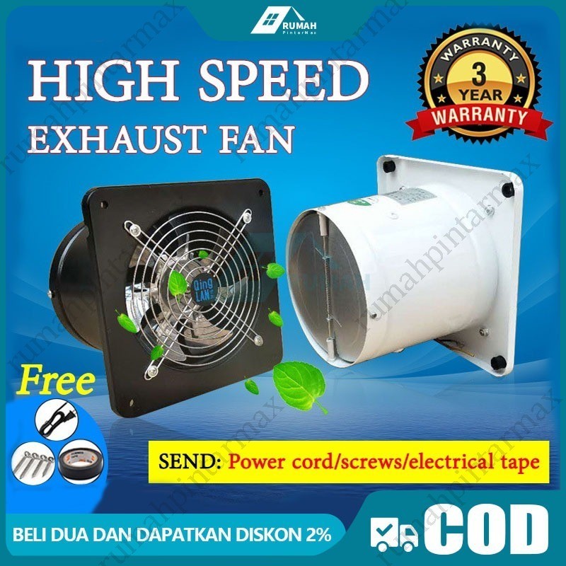 6Inch / 4Inch Exhaust Fan Dinding / Kipas Exhaust Ventilasi Dinding / Booster Fan / Wall Duct Fan