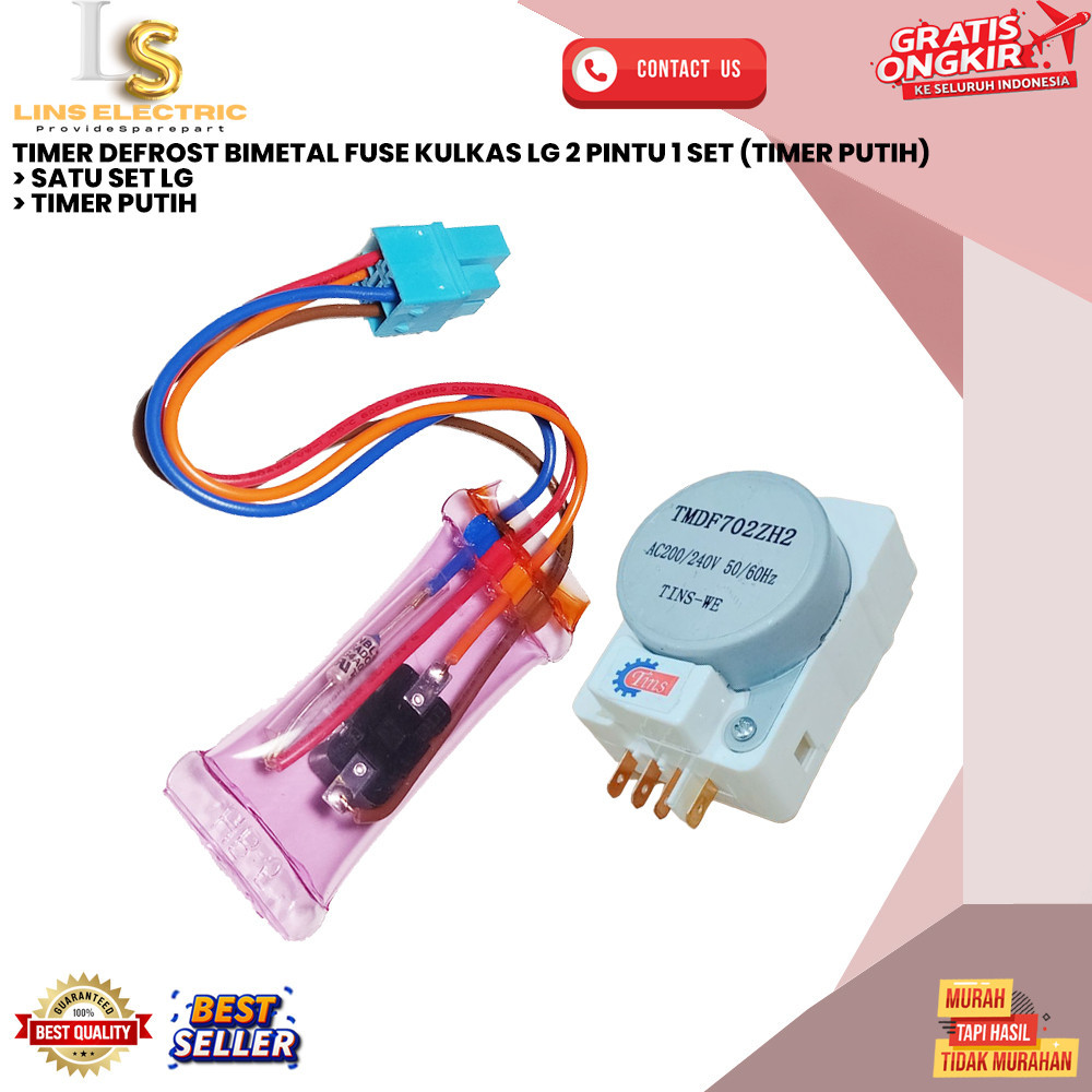 TIMER DEFROST BIMETAL FUSE KULKAS LG 2 PINTU 1 SET (TIMER PUTIH) LINS