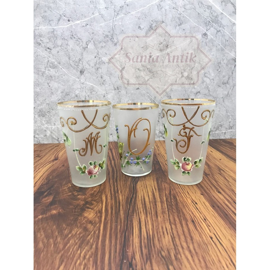 Barang Antik Gelas Kristal Perancis France Crystal Glass Satu Set