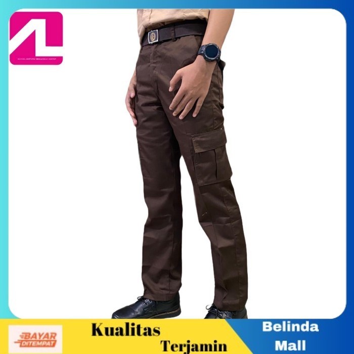 

⭐COD⭐ MURAH Seragam Sekolah Celana PDL Panjang / Cargo pramuka SMP/SMK Coklat 26