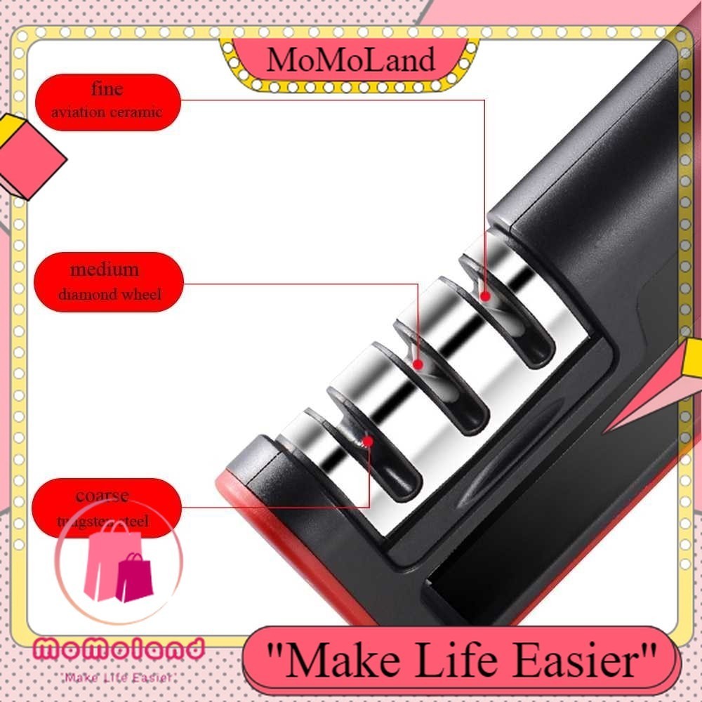 >>MoMoLand<< BEEMSK Pengasah Pisau Diamond Sharpening Wetstone 3 Stages - BM301