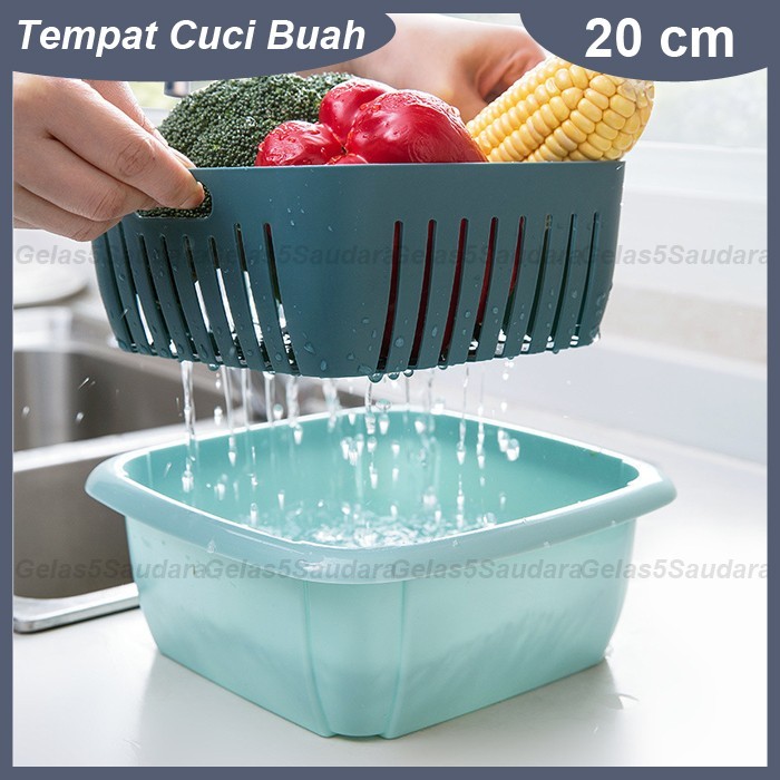 Kotak Plastik Cuci Buah/Plastik/Baskom Cuci Sayur/Tempat Saringan Buah