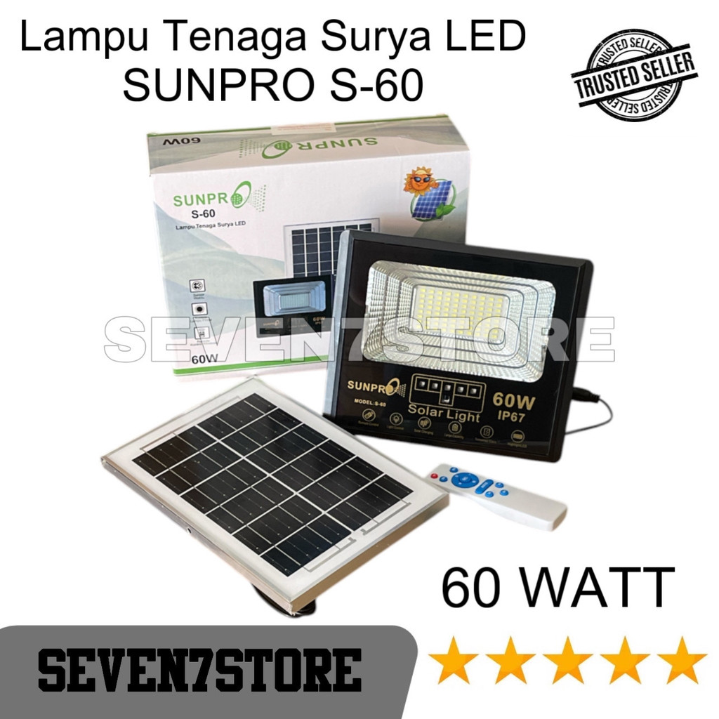 Lampu Sorot Led SUNPRO S-60 Solar Light 60Watt Tenaga Surya Original