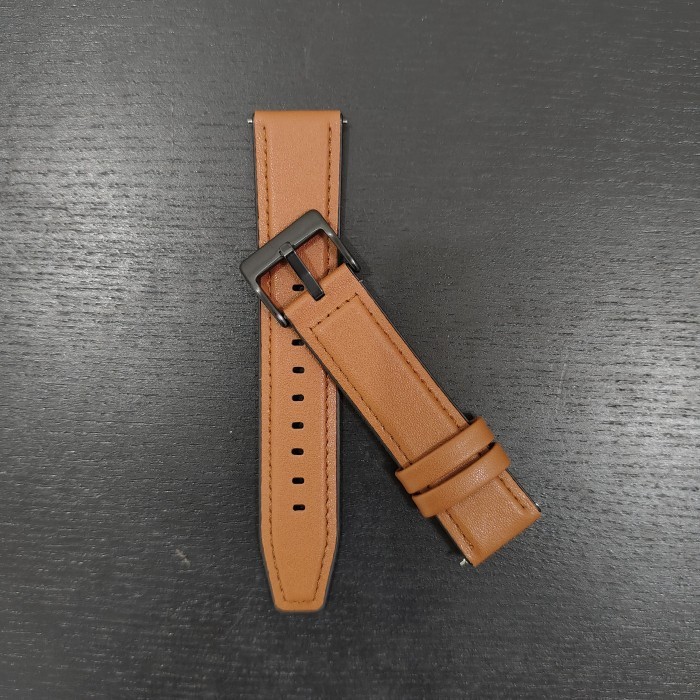 [[Akssesoris Watch]] STRAP HUAWEI WATCH 3 / GT3 / GT3 PRO 46MM MODEL LEATHER RUBBER 22MM - Brown
