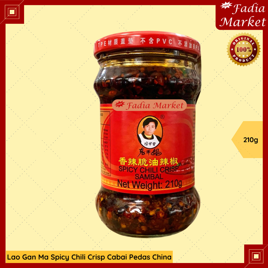 

Lao Gan Ma Spicy Chili Oil Crisp Minyak Cabai Cabe Pedas China Tiongkok 210g