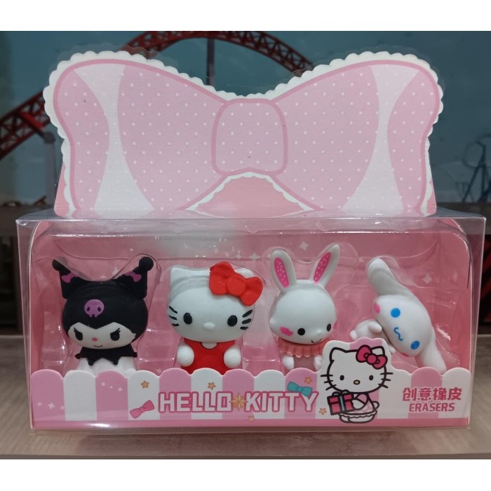 

Penghapus Sanrio Family Box isi 4 Pcs HELLO KITTY CINNAMOROLL KUROMI - MODEL A