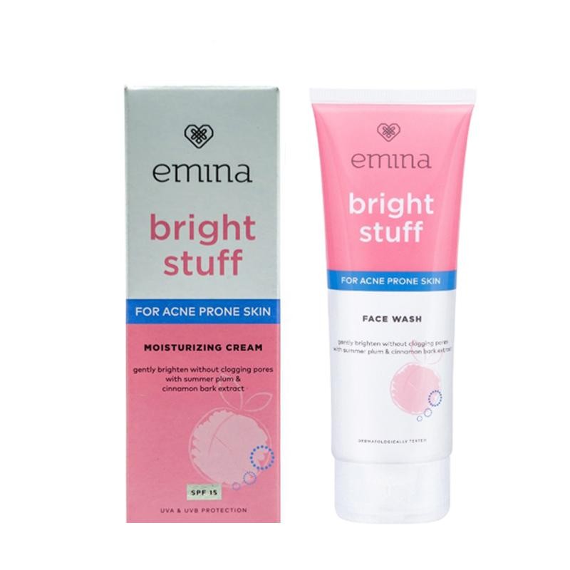 [Paket Acne Prone] Emina Bright Stuff Acne Prone Skin Moisturizing Cream-20gr + EMINA Bright Stuff F
