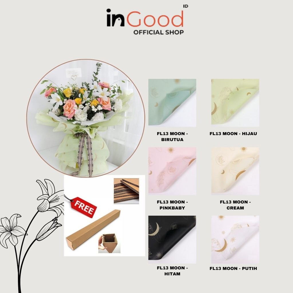 

IN GOOD - (5 LEMBAR) - FL13 MOON Kertas Bunga Paper Buket Motif Bulan Modern Florist Cellophane