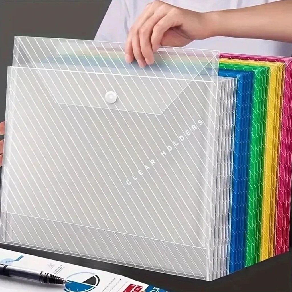 

A4 Transparent Folder File Pouch Poly Stationery Storage File Bag Plastic Documents Filing Organizer Pocket Folders 5-10Pcs