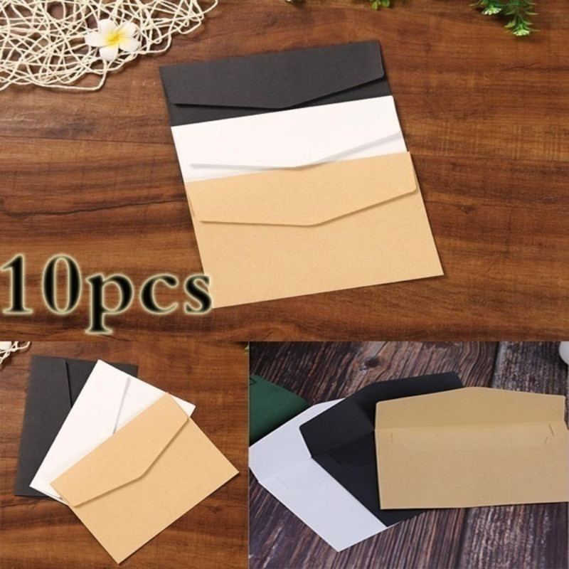 

10 Pcs Black White Kraft Paper Envelopes Blank Paper Vintage European Style for Card Postcard Gift Korean Stationery Papel