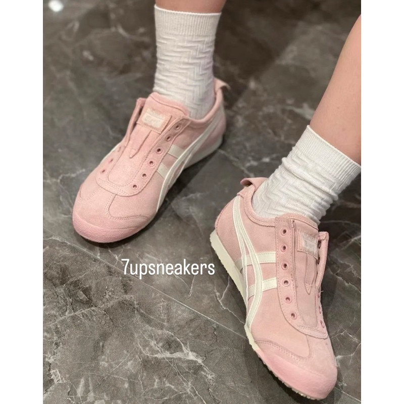 Sepatu Onitsuka Slip On Suede Pink White