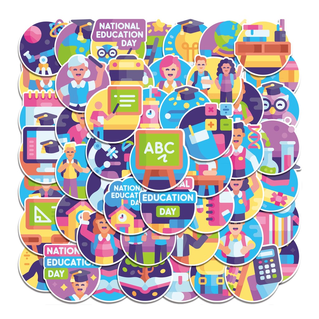 

COD 50 Pcs Stiker National Education Day Lucu Anti Air Untuk Dekorasi Notebook Sepeda Skateboard Handphone