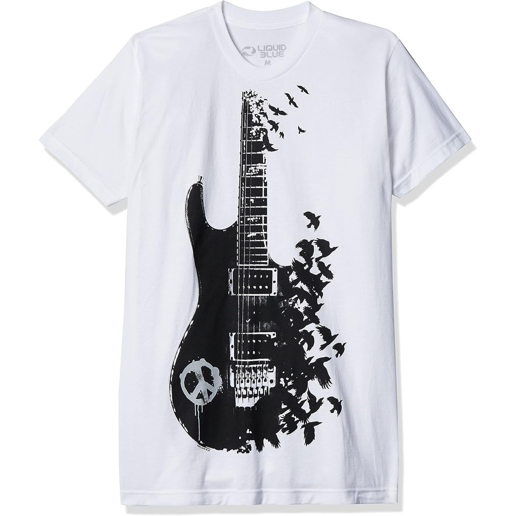Baju Kaos Dewasa Liquid Blue Men's Crow Guitar T-Shirt