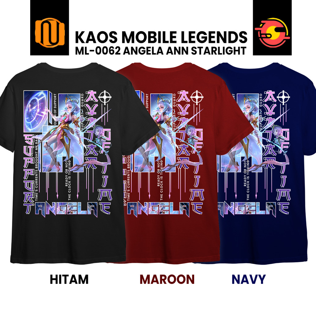 Nuhifa Store Kaos ANGELA ANNUAL STARLIGHT AVATAR OF TIME Mobile Legeds ML MLBB Lengan Pendek Hitam