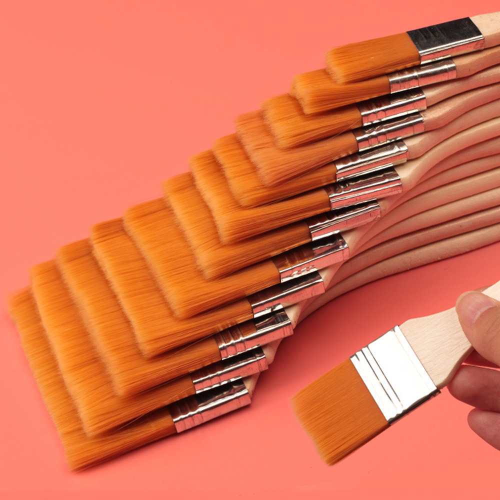 

12pcs Nylon Paint Brush Set - High-Quality Synthetic Bristles for Acrylic, Oil, Watercolor, Drawing, and Art Supplies