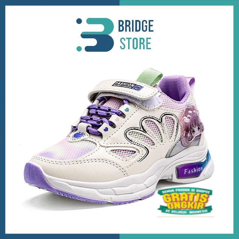 Bridgestore - Sepatu Sneakers Sport Anak Perempuan MOLLYCA / Sepatu Anak Perempuan Import/ sage hija