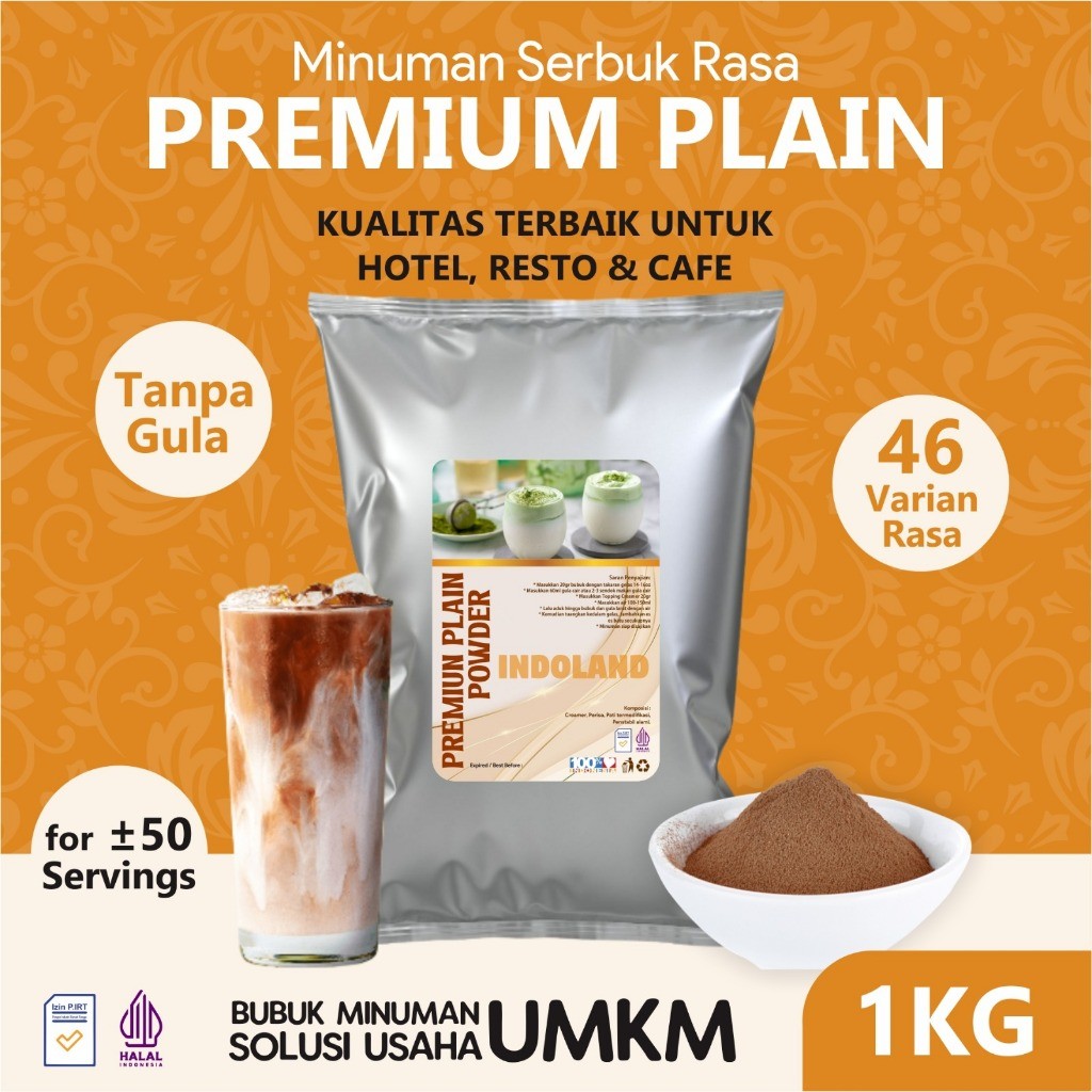 

Bubuk Minuman Plain Premium Tanpa Gula 1 kg Bubuk No Sugar Aneka Rasa Indoland 1kg / 1000 gram