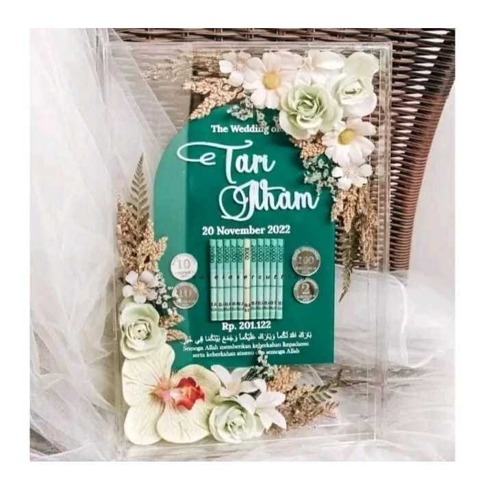 PROMO COD Bingkai Mahar Transparan / Frame Mahar Double Akrilik Ukuran A4 / Pigura Mahar Pernikahan 