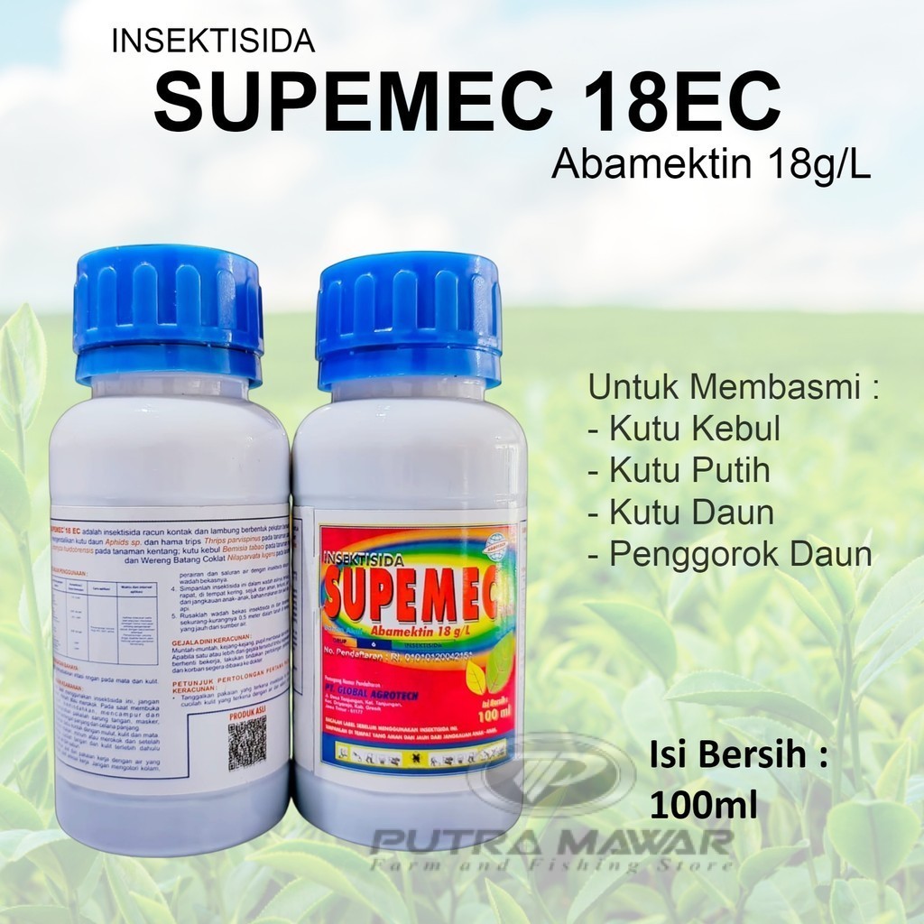 Insektisida SUPEMEC Abamektin 18EC 100ML Obat Pembasmi Hama Trips Kutu Putih  Sayuran Sawi Tanaman C