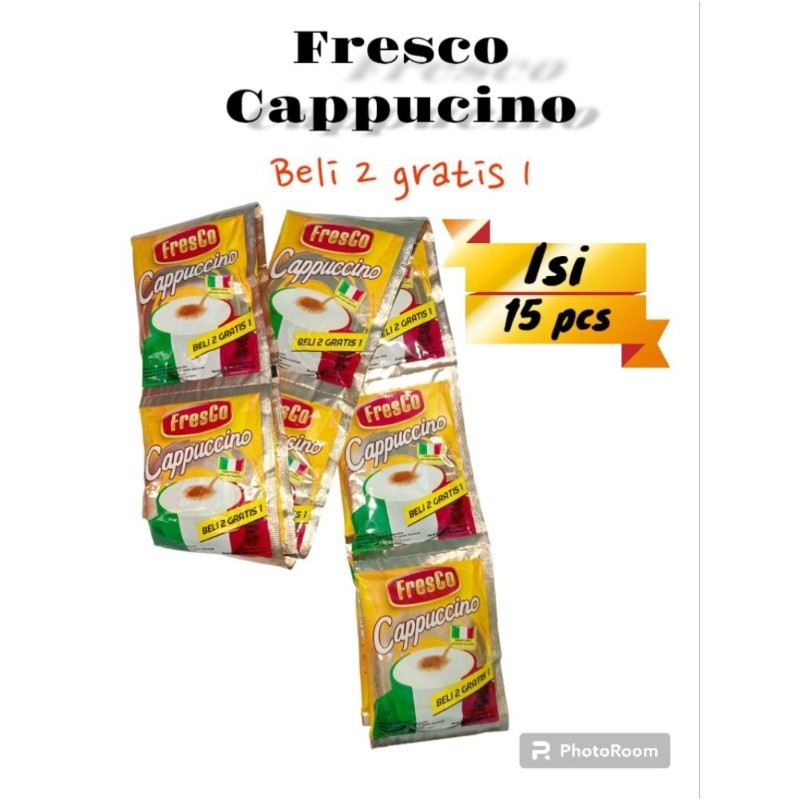 

Kopi FRESCO Cappucino + crunchy choco harga promo beli 2 gratis 1 [HARGA 1 RENTNENG] 15 pcs × 25 gr kopi fresco / kopi Cappucino / kopi enak pusat grosir jajan murah meriah