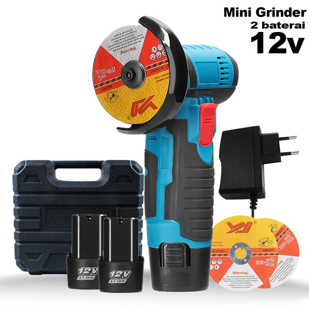 Gerinda Mini Cordless 12V 1baterai/2baterai Mesin Gerinda Sudut Tanpa Sikat