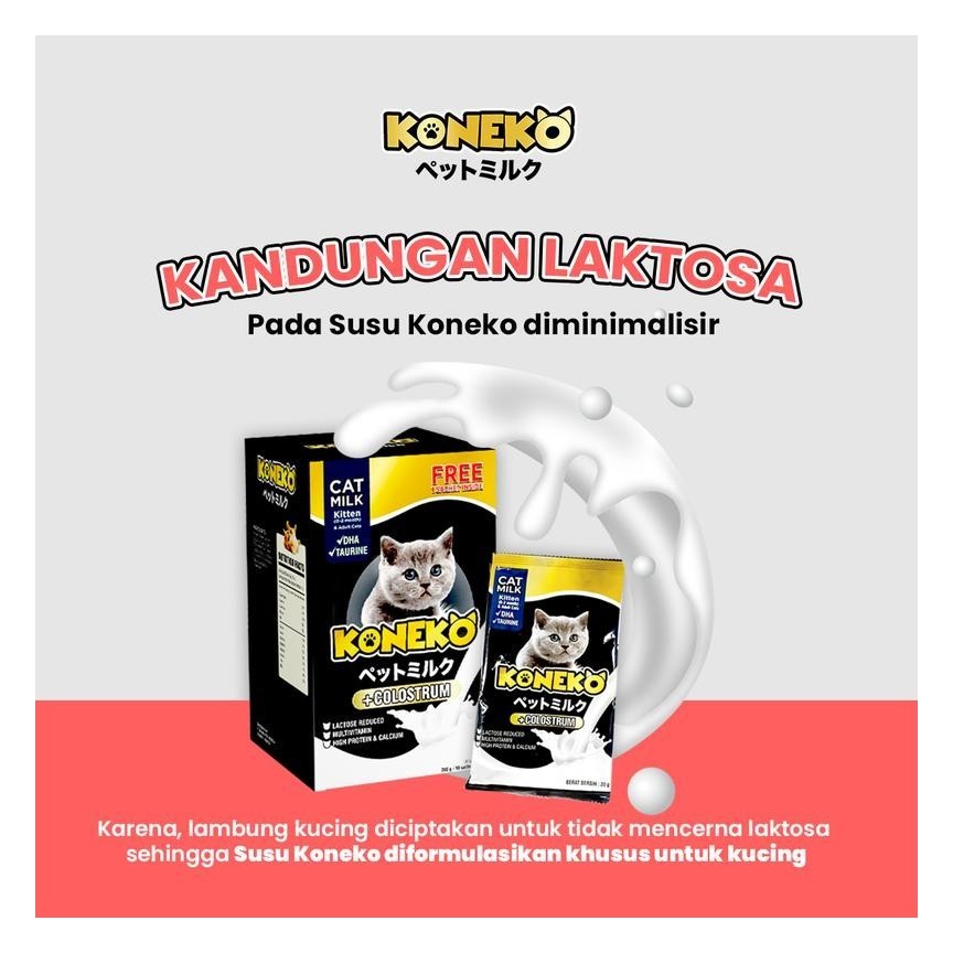 Susu Kucing Koneko PER SACHET 20gr Susu Rendah Laktosa + Kolostrum Bayi Anak Kucing Kitten Dewasa Ca