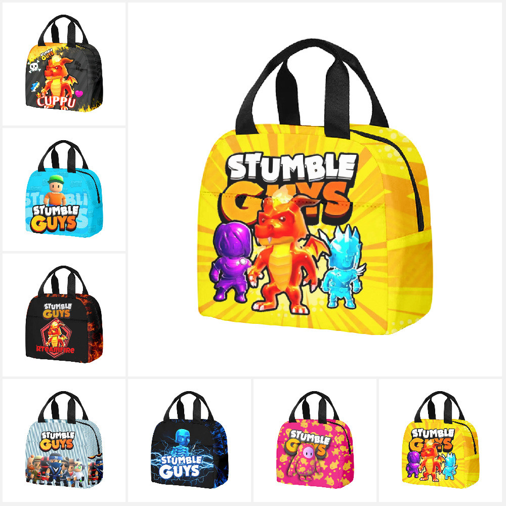 Stumble Guys Crash Party Lunch Bag Elementary School Student Handheld Ice Bag Kids Kawaii Cartoon Sc