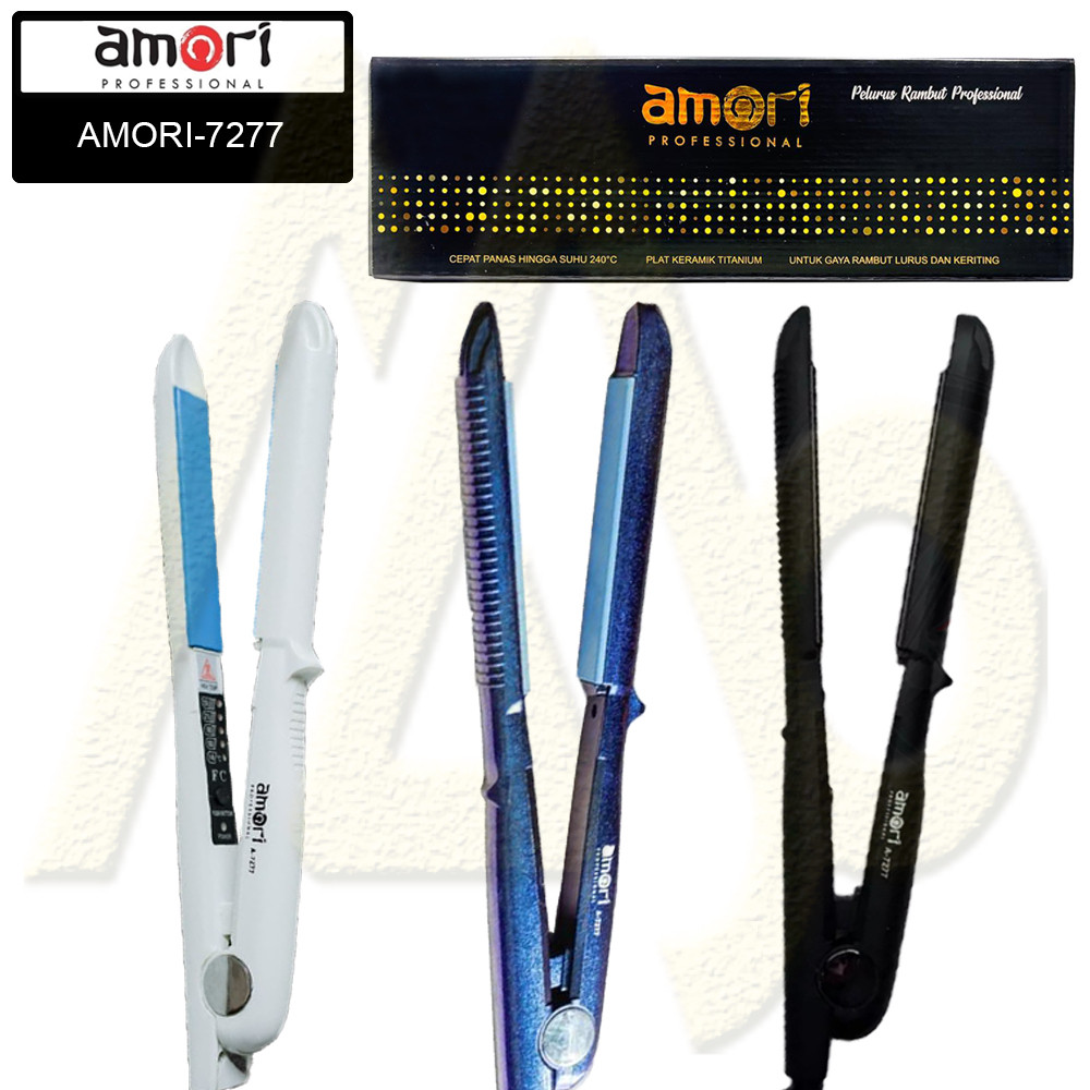 AMORI -7277 / Catokan Rambut Lurus dan Keriting 3in1 Dengan Glittery Tourmaline Ceramic Design - MJB
