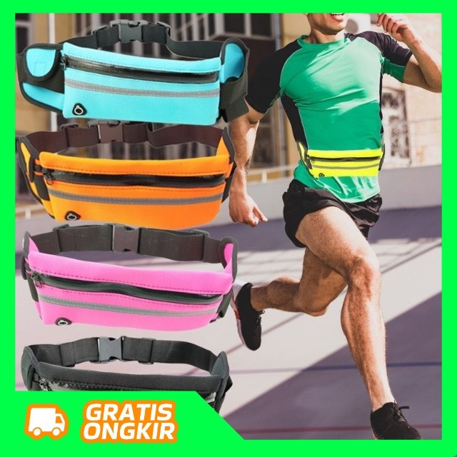 TAS IKAT SABUK PINGGANG OLAHRAGA JOGGING LARI RUNNING GO BELT WAISTBAG SPORT TAS HP WATERPROOF HIGH 