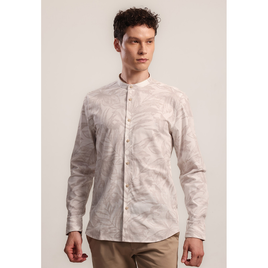 MOC Kemeja Shanghai Lengan Panjang Pria Haikal - White