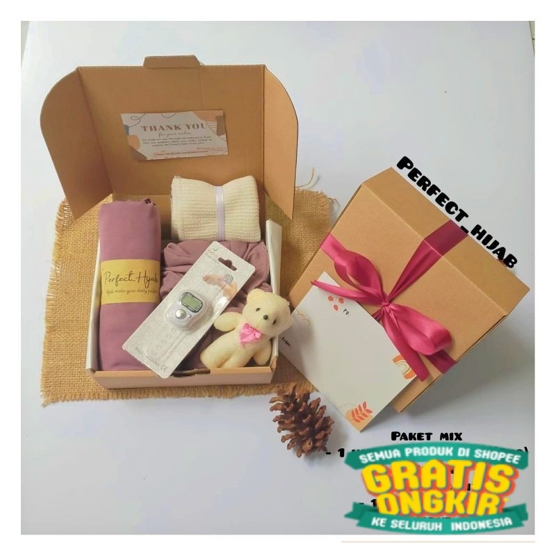 

Hampers Hijab Bella Square//Gift Box Kado Ulang Tahun Cewek Free Ucapan(Req Warna)/ New kado