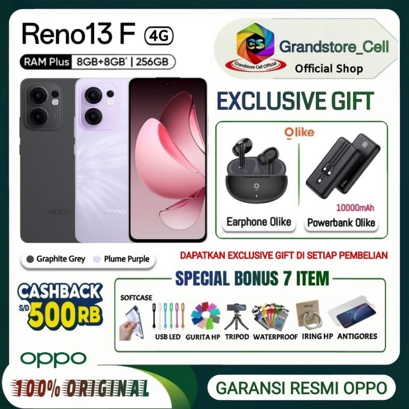 OPPO RENO13 F 4G RAM 8/256 GB | OPPO RENO 13F 4G RAM 8/256 GB GARANSI RESMI OPPO INDONESIA