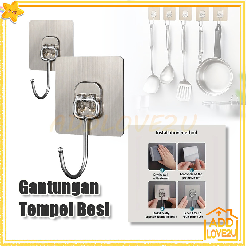Gantungan Tempel Besi/Gantungan Tempel Dinding Hook/Magic Hook/Hook Tempel Ajaib/Kait Gantungan Kuat