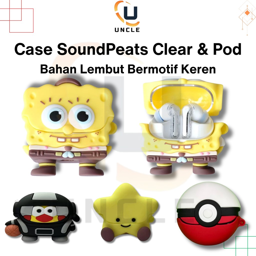 [MODEL TERBARU] Case SoundPEATS Clear / SoundPEATS Clear Pod 3D Kartun Lucu Casing Earphone Pelindun