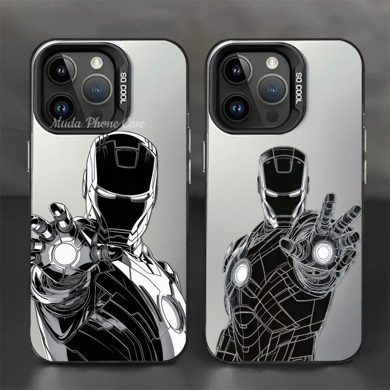 Hitam Putih Iron Man Case Case For OPPO A16K A3X A17 A1K A31 A32 A35 A36 A38 A3S A5 A52 A54 A55 A57 