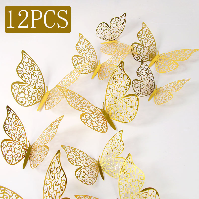 

12Pcs Fashion 3D Hollow Butterfly Creative Wall Sticker For DIY Wall Stickers Modern Wall Art Home Decorations DIY Gift