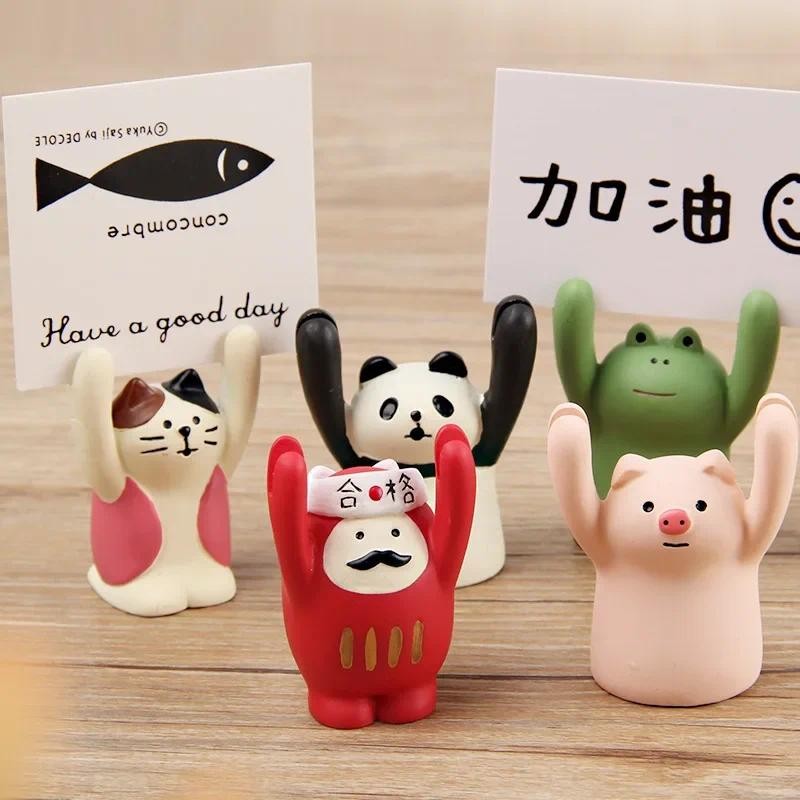 

Kawaii Memo Card Holder Cute Cartoon Photocards Memo Clips Message Note Stand Holder Korean Stationery Office Desk Organizer